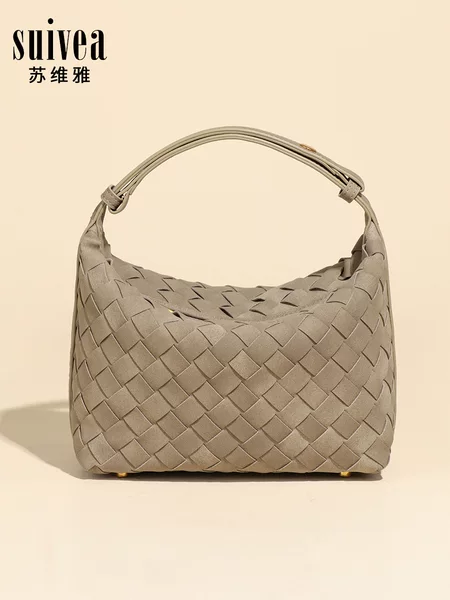 Early autumn new vintage French woven hobo lunchbox bag, Melard soft leather retro shoulder underarm bag for women