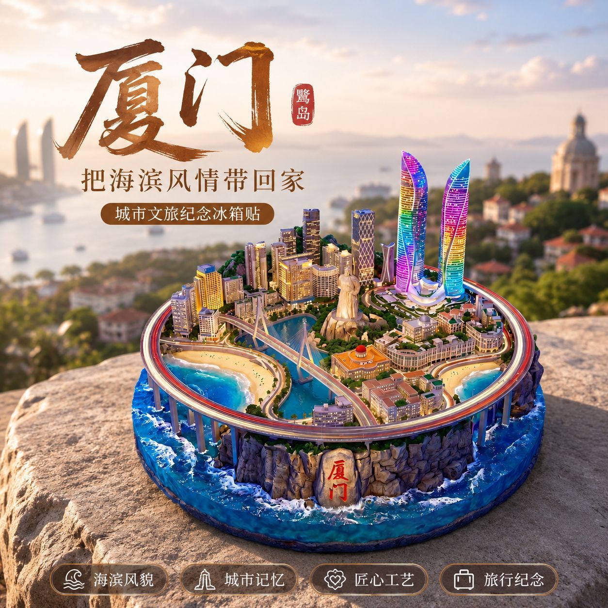 网红爆款厦门城市金属冰箱贴旅游景点文创纪念品伴手礼物装饰门贴