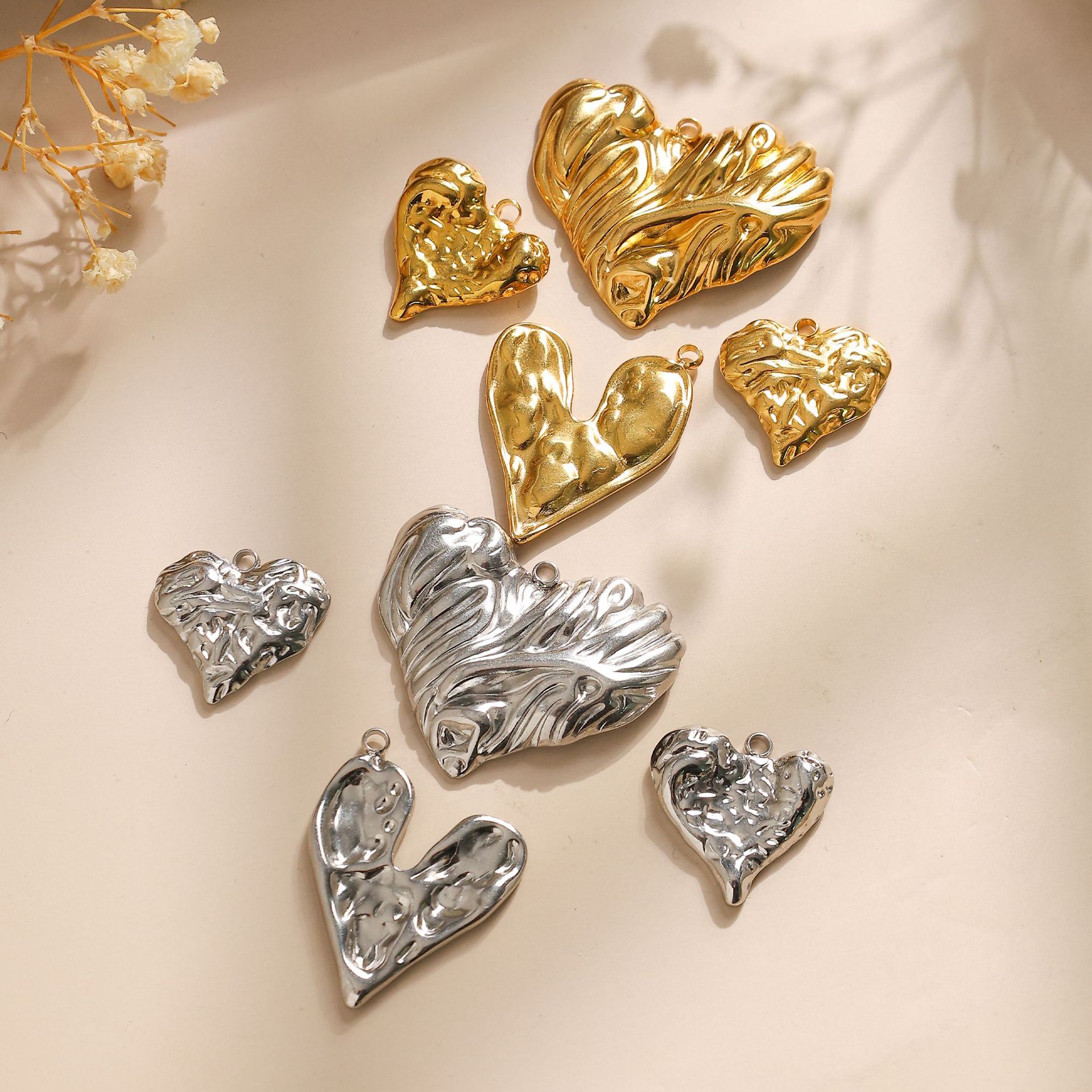 18K Gold Plated Plating Material DIY Jewelry Accessories Classification 1 Piece 1.7*1.7CM 1.9*1.9CM 304 Stainless Steel 18K Gold Plated Heart Shape Pendant