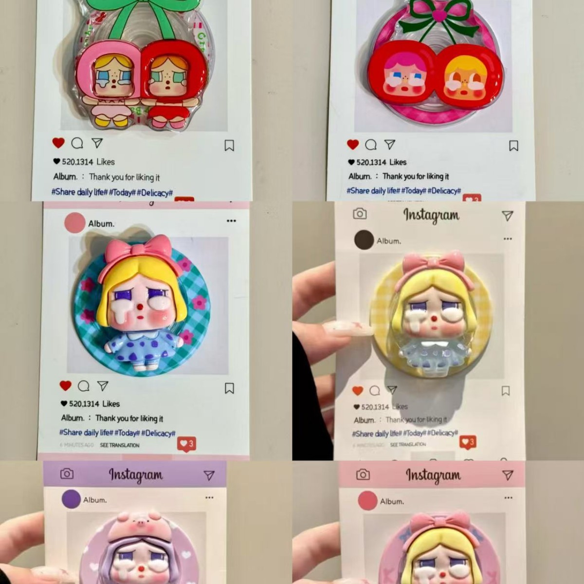 Cute Stereo Blue Background Plaid Crying Baby Magnetic Holder Suitable for Magsafe Mobile Phone to Strongly Adsorb Desktop Lazy People