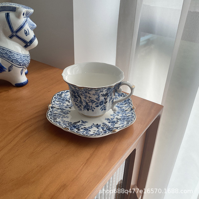中古コーヒーカップ皿陶磁器セットレトロヨーロッパ式高級午後カップ牛乳カップ青花家庭用コップ|undefined