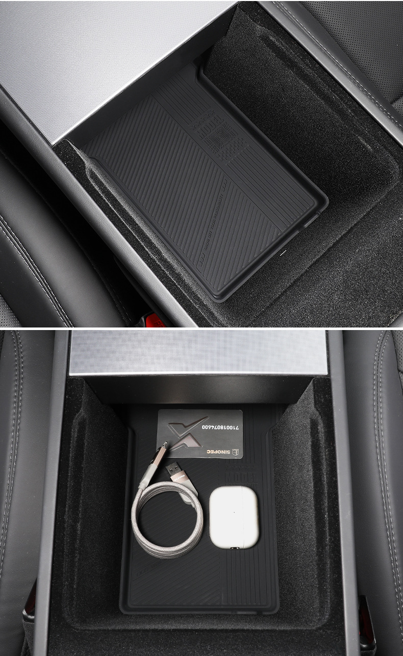 Suitable for the New Version of Tesla Model 3Yl Central Control Armrest Box Lower Storage Box Silicone Anti-Slip Mat Accessories