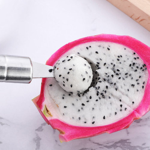 Wholesale factory carved flower knives, two-sided watermelon fruit meat spoons, stainless steel fruit ball scoops, kitchen small tools