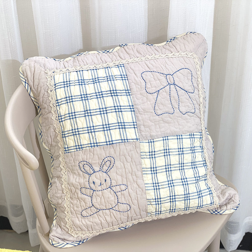 Rural Pastoral Pure Cotton Quilted Pillow Cover Quilted Sofa Pillow Office Lunch Break Waist Pillow Patchwork