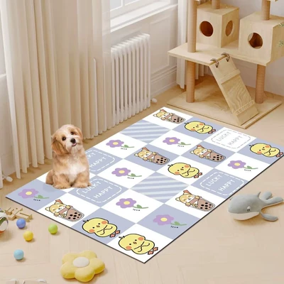 Avtomobil döşəmə paspasları – Pet Fence Mat, No-Wash Dirt-Resistant Wipeable - milk-tea-duck-4060cm-35mm-wipe-clean