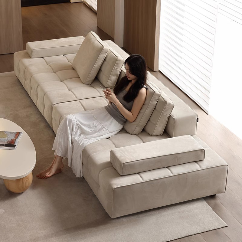 Sala de estar recta combinación de viento minimalista italiano en línea diseñador Lawrence sofá de tela sala de estar pequeña casa