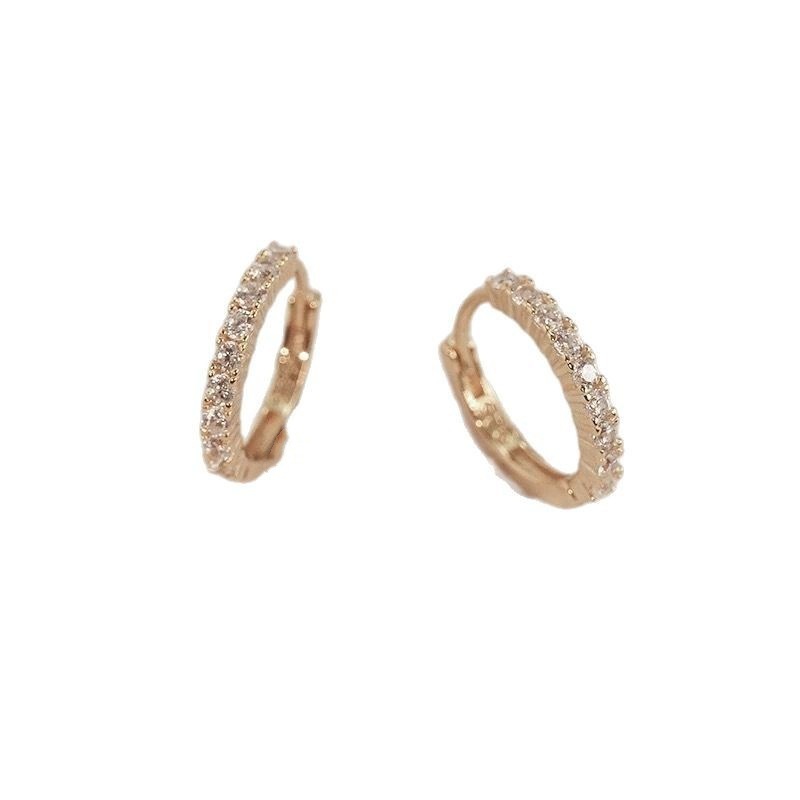 Pendientes de anillo de estrella dorada de 14K chapada en plata de ley S925