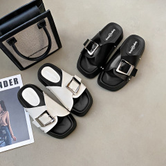 厚底拖鞋女外穿2024夏季新款松糕厚底小眾設計感時尚皮帶扣涼拖鞋