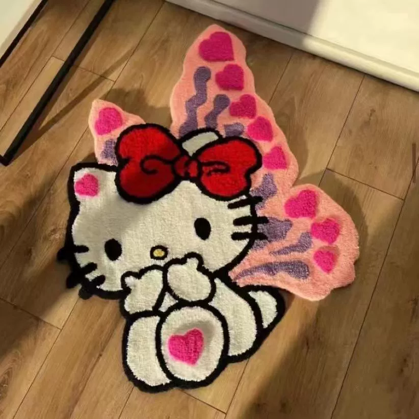 Неслизанный коврик Hello Kitty (Hello Kitty) искусственный мех, впитывающий воду банный коврик 40×60–80×120 см