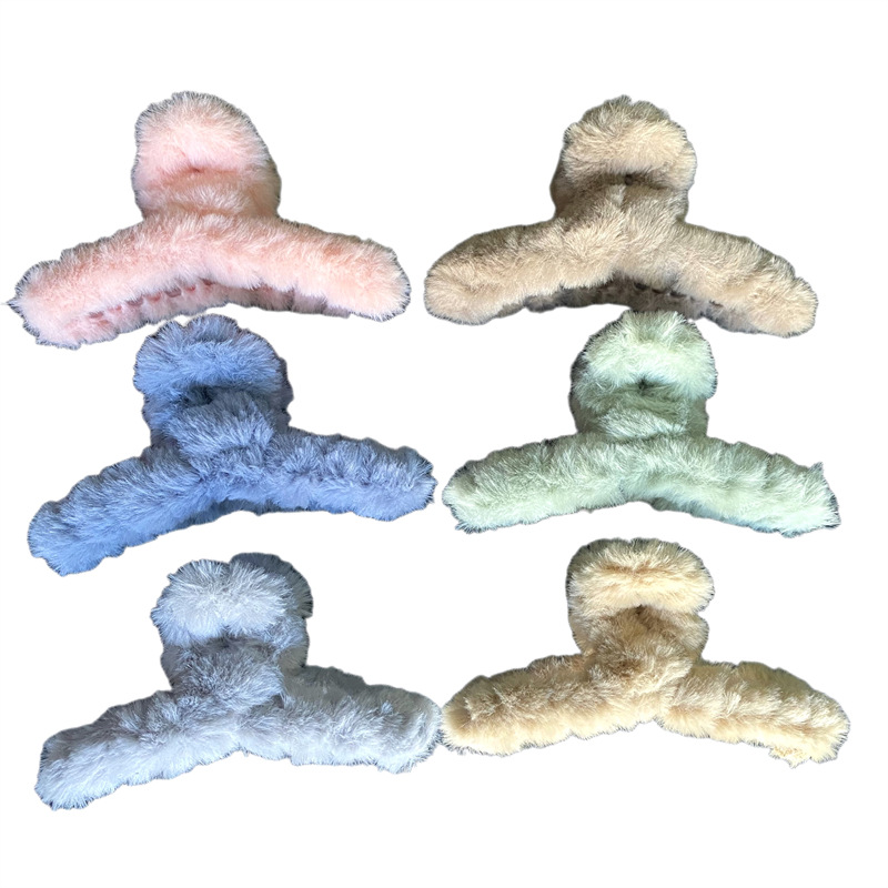 Clip de pelo de peluche cuchara trasera clip de pelo grande clip de otoño e invierno nuevo clip de pelo clip de tiburón clip tocado para las mujeres