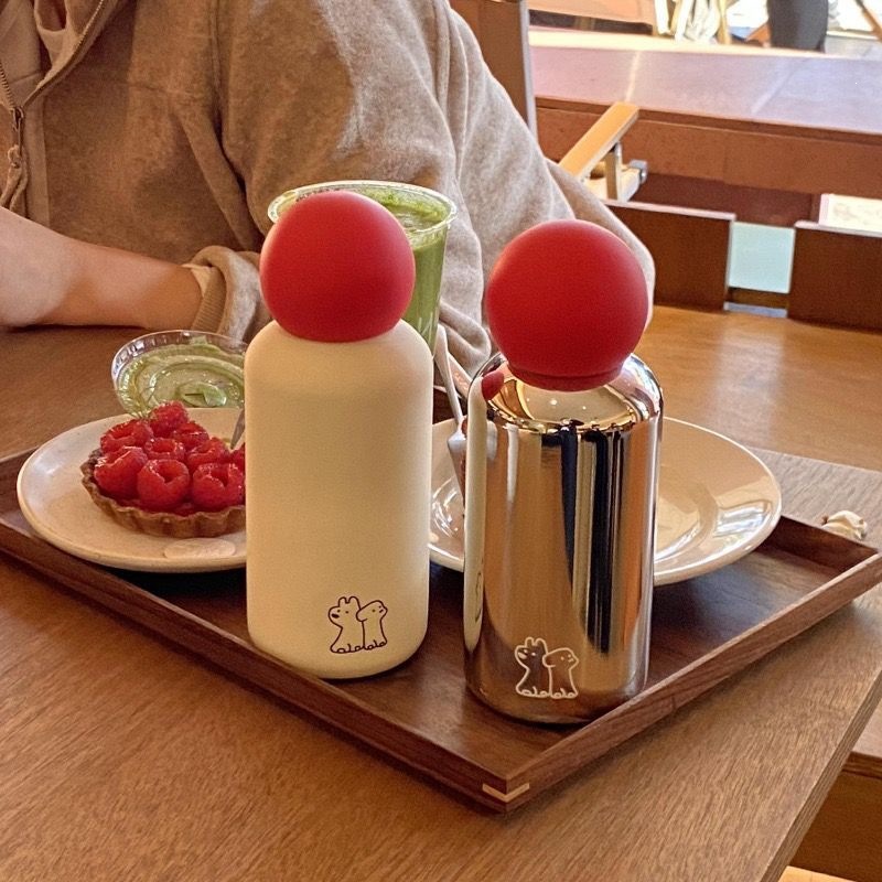 Round ball red-nosed 316 stainless steel insulated cup, ins-style couple's light luxury portable cup, convenient car water cup