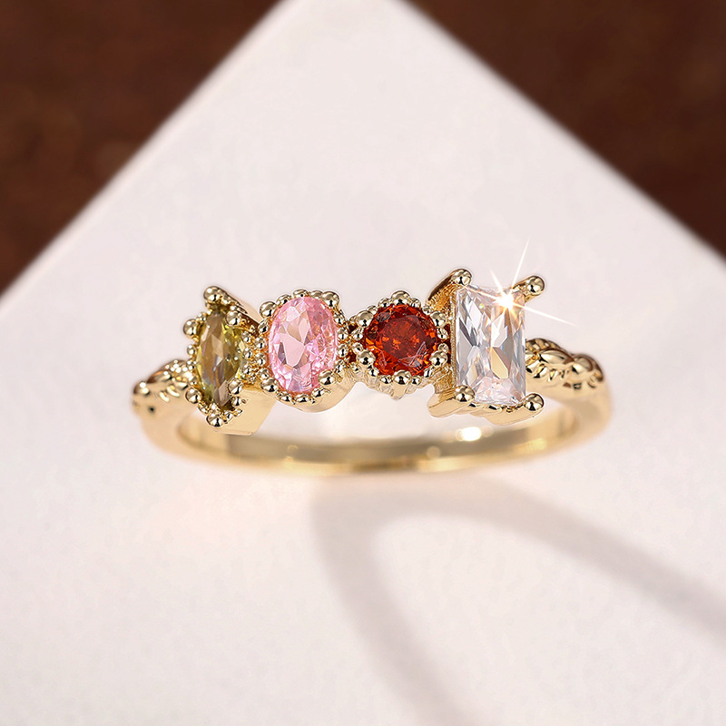 fashionable elegant sophisticated geometric ring with stone with…