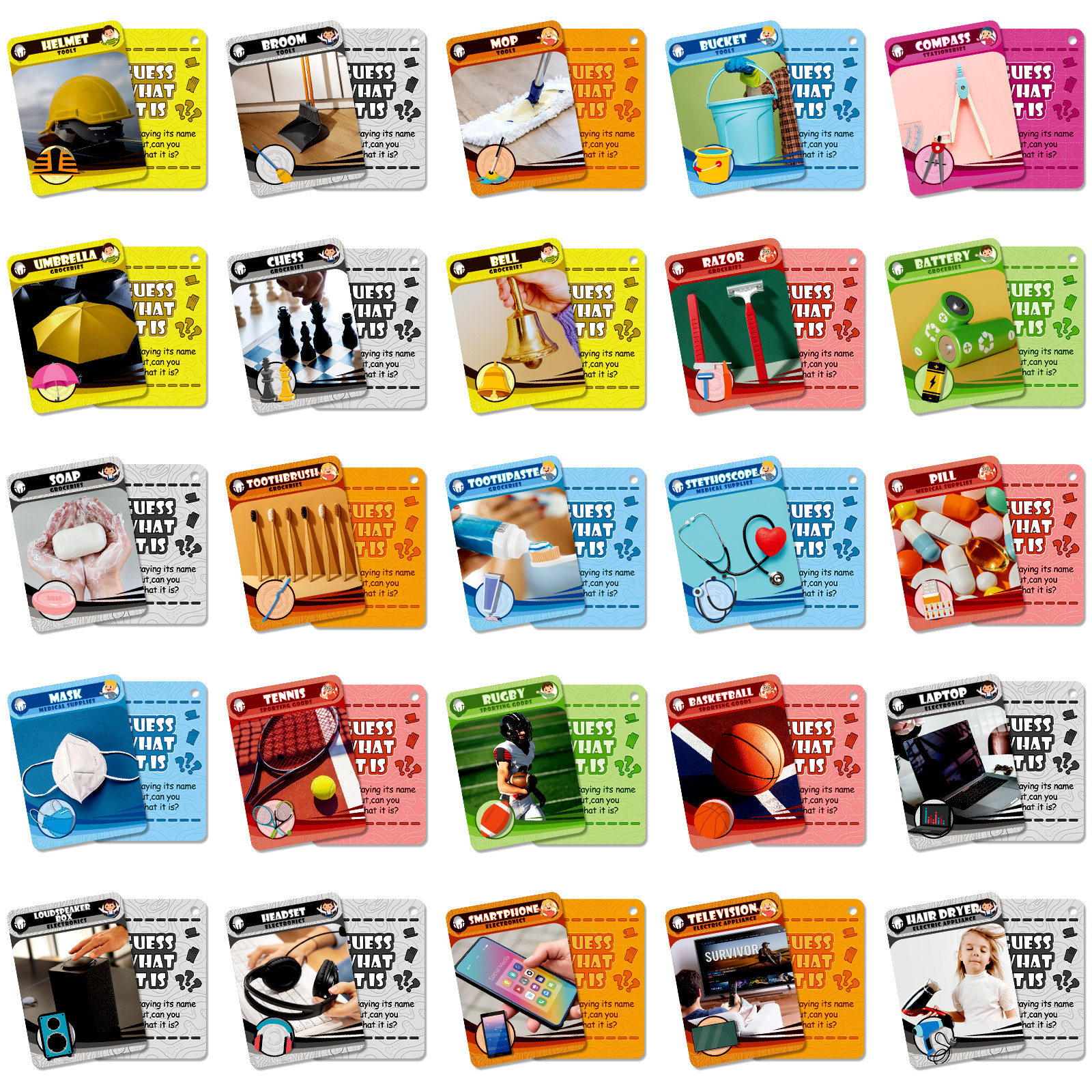50 Pieces Of Cross-border New Realistic Everyday Object Recognition Cards For Children's And Early Childhood Education_voghion.com