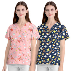 手術室半袖巡回服ペット制服プリント手洗い服口腔医師看護師服速売通代理