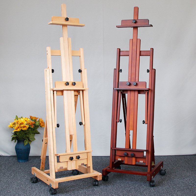 W14A beech wood adjustable art student beginner sketch oil easel horizontal and vertical dual-purpose folding display stand
