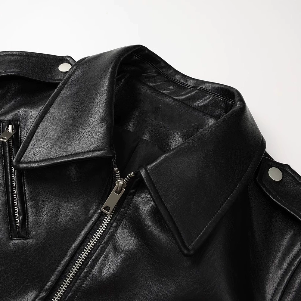 Design short polyurethane autumn retro jacket, french style