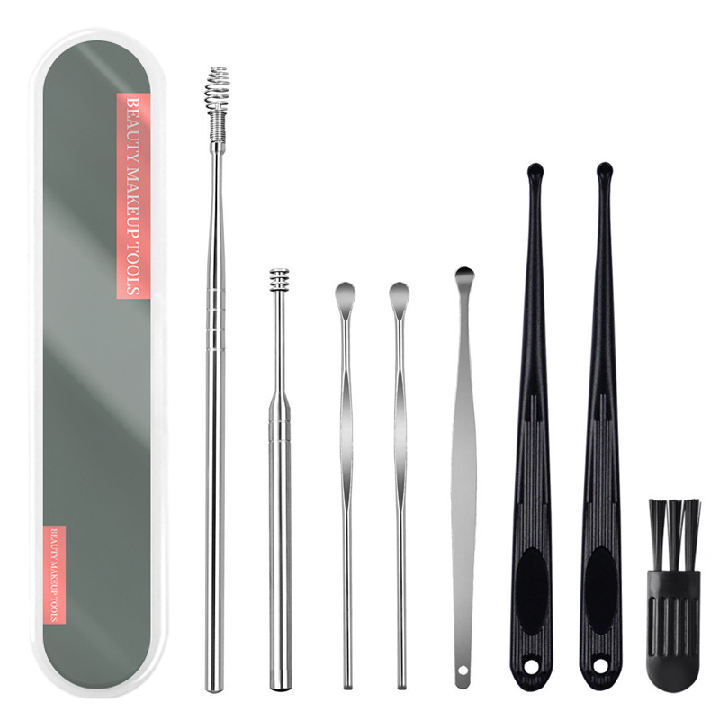 Juego de limpiadores de oídos portátiles en existencia, juego de 6 piezas, limpiadores de oídos con resorte en espiral para el hogar, herramientas para limpiar los oídos.