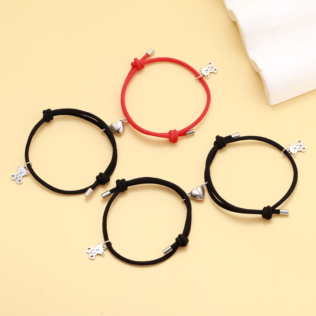 1 Pair Original Design Bear Mixed materials Nylon Couple Bracelets