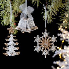 国境を越えた新製品クリスマス装飾クリスマス雪片粘粉スパンコールアクリルペンダントクリスマスツリー装飾ストラップ