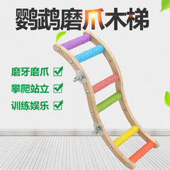 オウム鳥用品の砂磨き爪の新型カラー鳥玩具吊り橋登り雲梯木梯鳥かご部品