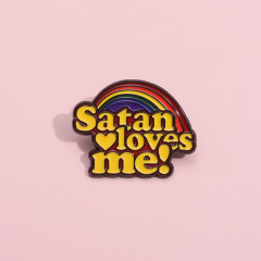 歐美創意新品彩虹金屬字母胸針卡通可愛英文短句合金徽章個性配飾