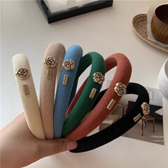 高级感山茶花海绵发卡发箍2025年网红新款发捆高颅顶头箍女孩发饰