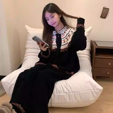 可爱少女名族风半边绒睡衣女秋冬款加厚保暖家居服大码套装可外穿