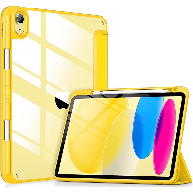Funda protectora ipad2022 aplicable con ranura para bolígrafo 10.2 tri-fold acrílico transparente anti-flexión Shell 10,9 tableta Funda de cuero