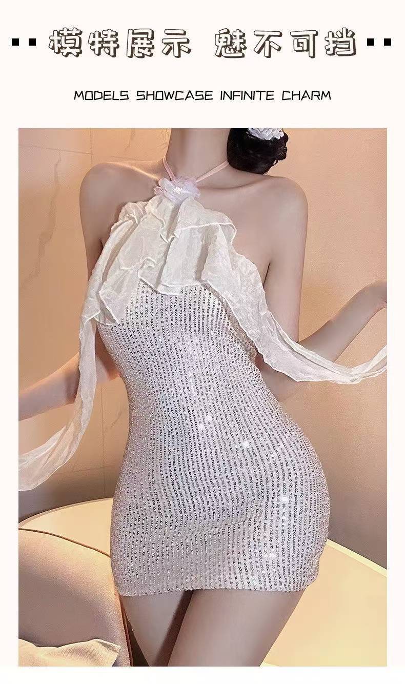 Lace Backless Fairy Dress Set with Sling Design and Elegant Uniform Styling — detail image 7