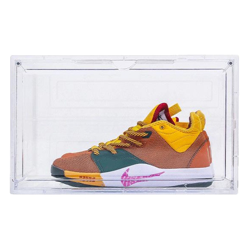 Caja de zapatos de plástico al por mayor caja de almacenamiento engrosada transparente hogar zapato estante de almacenamiento plegable lado abierto caja de acrílico magnética