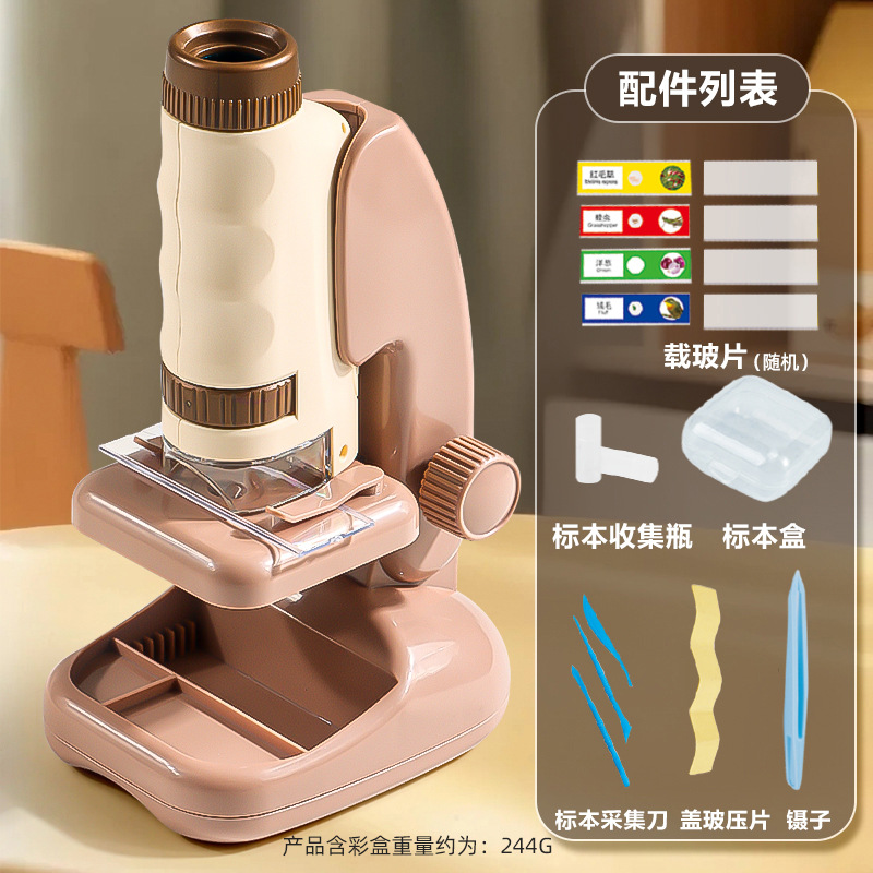 Calibración de microscopio para niños 1200 veces experimento científico rompecabezas de lupa STEM ciencia y educación estudiante de escuela primaria equipo de juguete