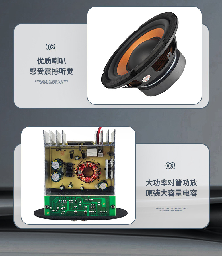 Car Tunnel Subwoofer 70W High-Power Active 6/8/10/ 12inch Shape Car Audio System with Powerful Bass