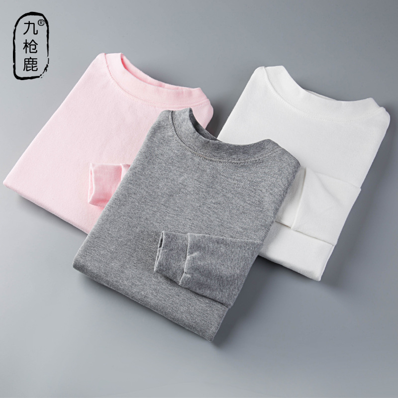 Children's warm innerwear single top for middle children autumn clothing for boys and girls students cotton wool sweater for adolescents pure cotton base shirt