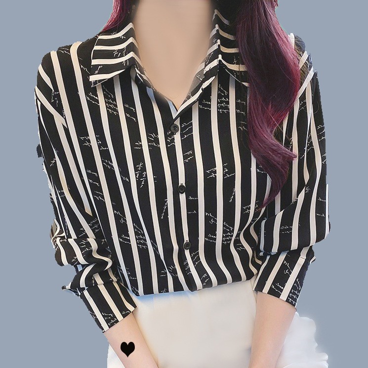 Nueva camisa a rayas suelta casual adelgazante elegante versátil cómodo moda camisa de las mujeres carta personalizada a rayas