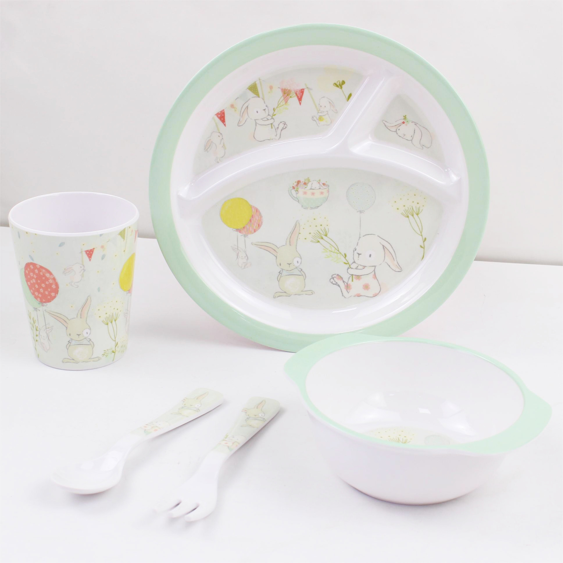 크리에이 티브 만화 귀여운 재미 어린이 보완 식기 멜라민 멜라민 5 피스 세트