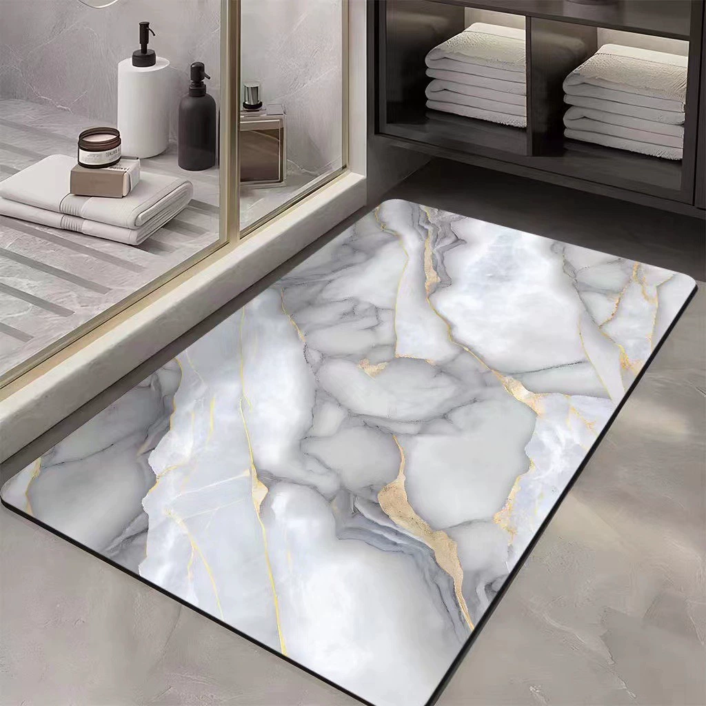 Легкий экстравагантный мраморный текстурированный диатомовый грязевой коврик для домашнего использования