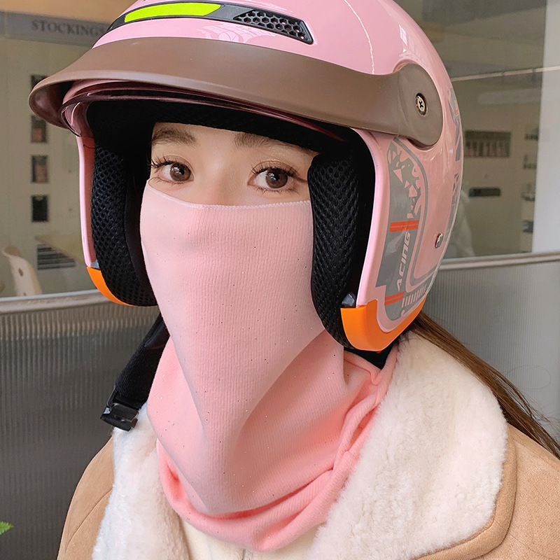 新款挂耳护颈面罩女秋冬季保暖防风围巾面罩一体骑车防寒针织护脖|undefined