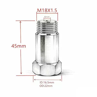 Automotive Sensors Adapter Is Suitable for Exhaust - straight-m18x15-45mm
