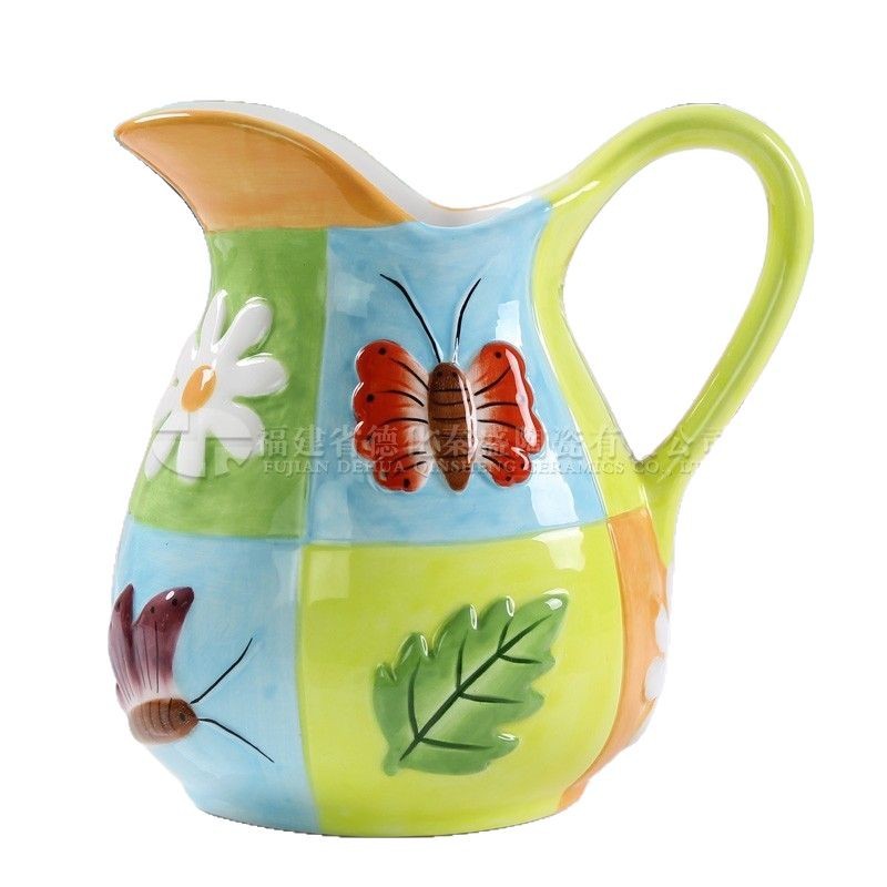 Exportación transfronteriza cerámica tetera de agua pintada tetera de flores casera taza de leche con mango taza de regalo casera logotipo