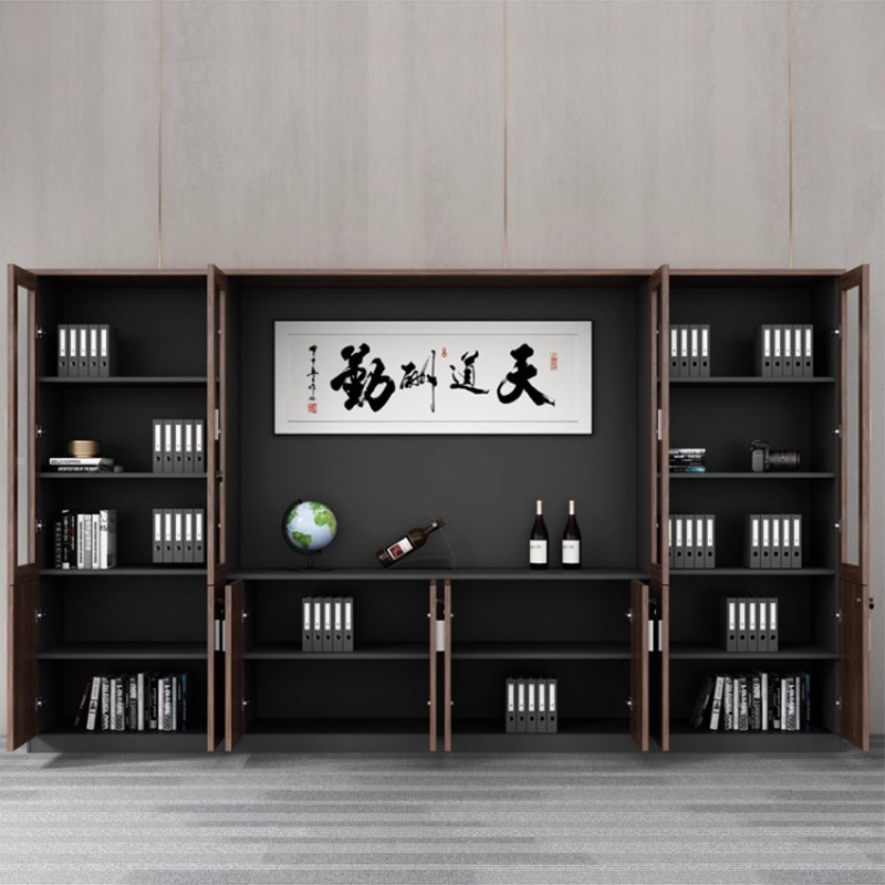 Gabinete de archivos de vidrio, gabinete de archivos, gabinete de archivos de 6 puertas, gabinete de escritorio, gabinete de madera con cerradura de seguridad, fábrica directa