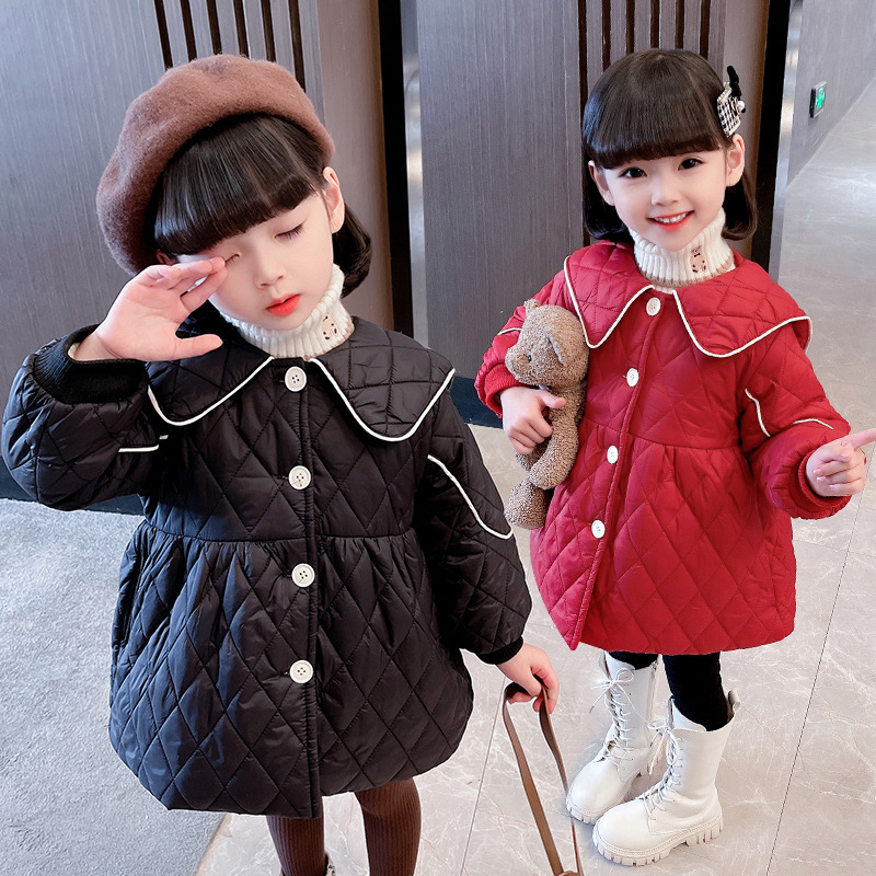 2022 Autumn and winter new pattern children Cotton Children baby Coat girl Plush cotton-padded clothes coat Autumn and winter