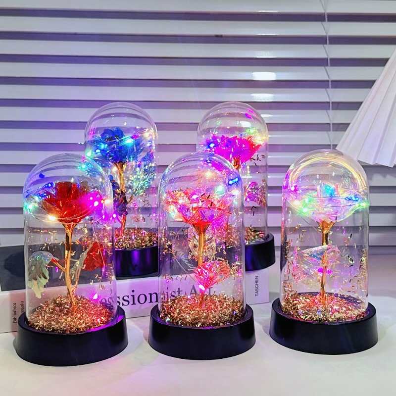 Nuevo ramo de rosas luminosas lámpara de noche dorada decoración de flores inmortales decoración pareja regalo de cumpleaños transfronterizo image 2