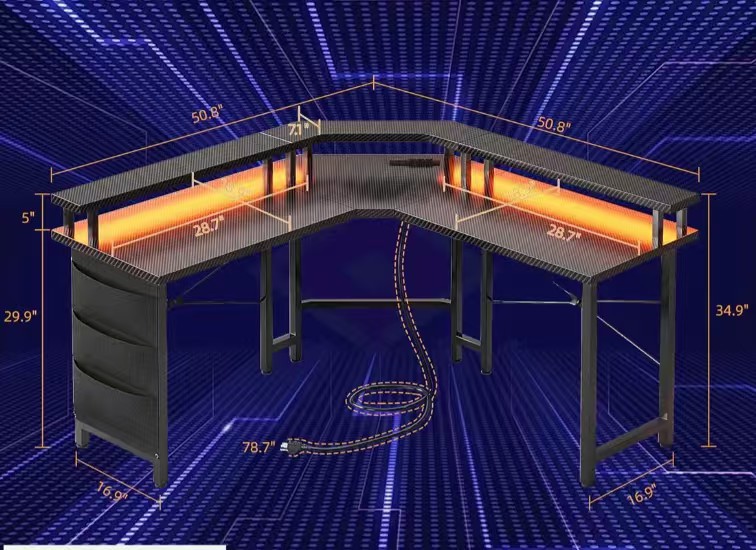 Latin American Cross-Border Corner E-Sports Table Computer Table Desktop Home Double Desk Bookshelf Bedroom Corner Table Office