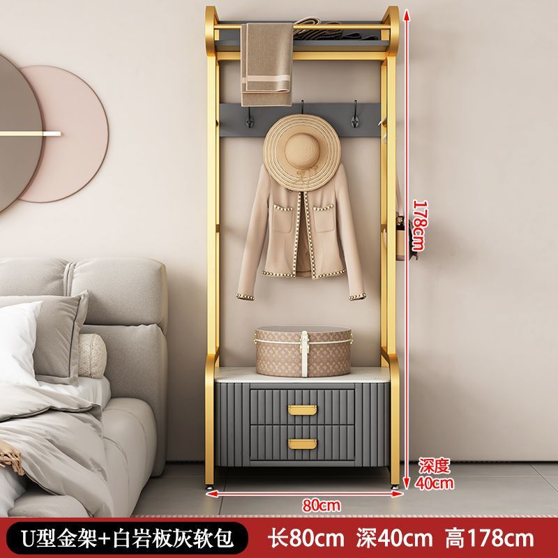 Dormitorio vertical percha de ropa bolsa suave percha de ropa casera de cuero real percha de ropa de piso percha de ropa gabinete de almacenamiento multifuncional image 16