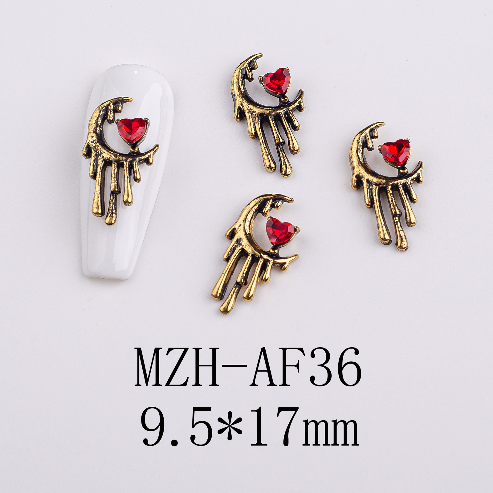 10g Weight Nail Decoration Accessories Nail Supplies 1 Piece Quantity Alloy Material Halloween Festival Heart Shape Pattern Retro, Simple Style Style Halloween Retro Simple Style Heart Shape Alloy Nail Decoration Accessories 1 Piece 17