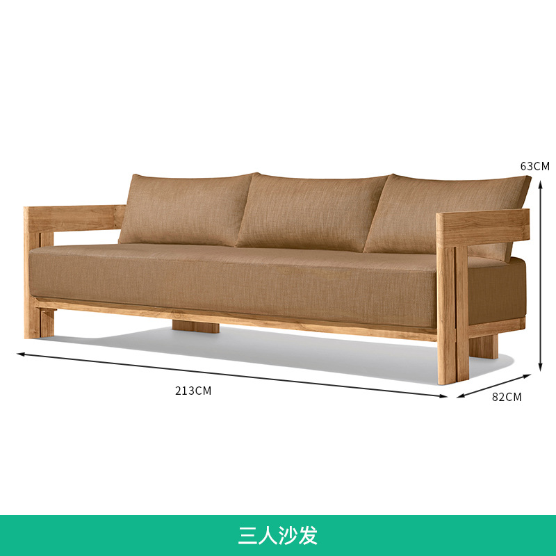 Sofá de tres plazas de teca