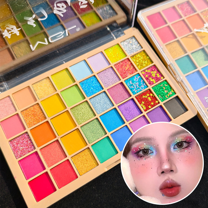 Mgl Dream Color 40 Color Eye Shadow Palette Stage Makeup Colorful Multi-Colorful Sequin Glitter Performance Blue Green Pink Cos Makeup