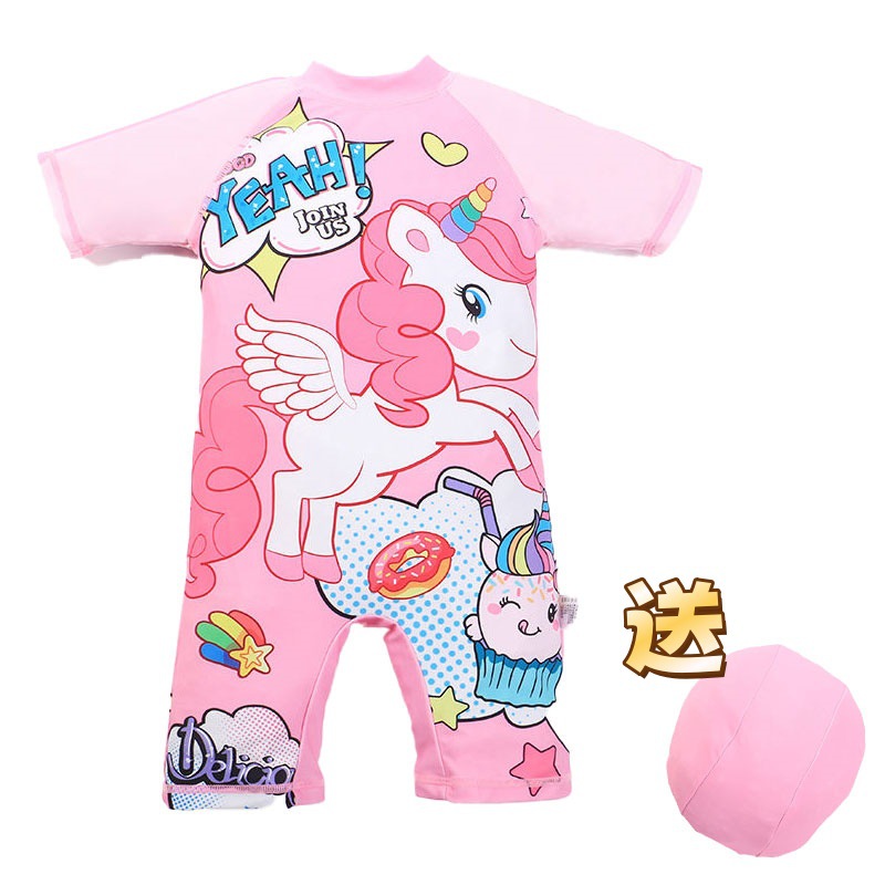 2025 New Girls' Swimsuit Kids Cartoon Printed Unicorn Quick-drying One-piece Swimsuit Swimsuit Baby Swimsuit