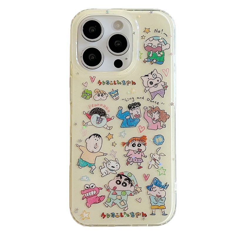 闪片涂鸦小新伙伴合集链条适用iPhone16苹果15ProMax/14/13手机壳|undefined