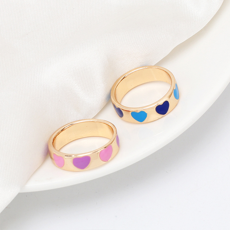 4g Weight Women'S Gender Fashion Style Purple, Blue Color One Size Size Wholesale Jewelry Simple Heart Drop Oil Alloy Ring Nihaojewelry 1